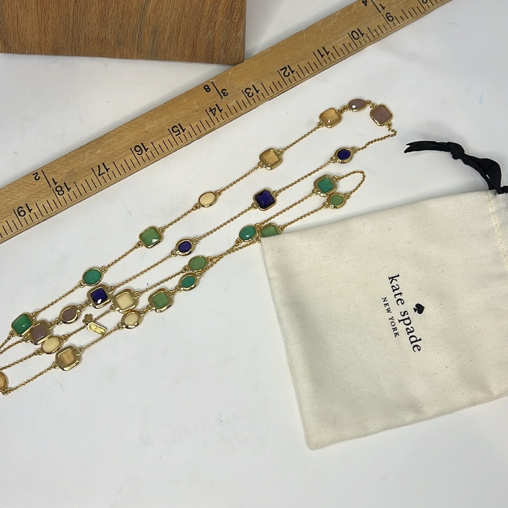 Kate Spade beautiful gold mixed stone long statement necklace